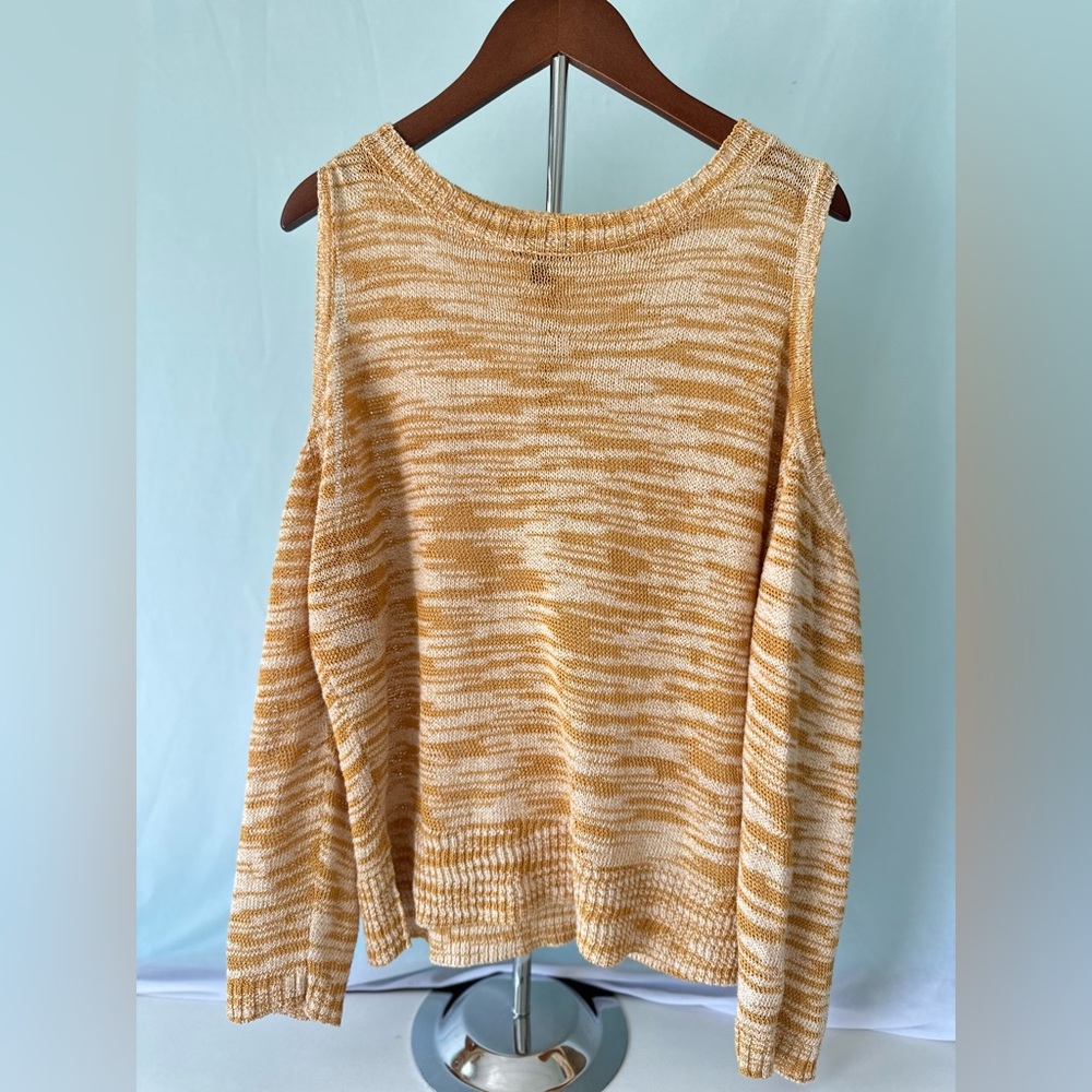 Women's Orange Cold Shoulder Express Sweater Size Large